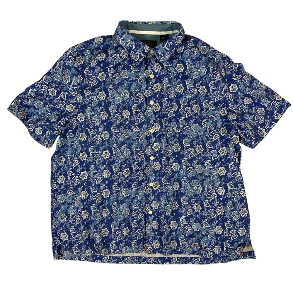 Nat Nast Luxury Originals Silk Button Shirt Blue‎ Floral Print XXL